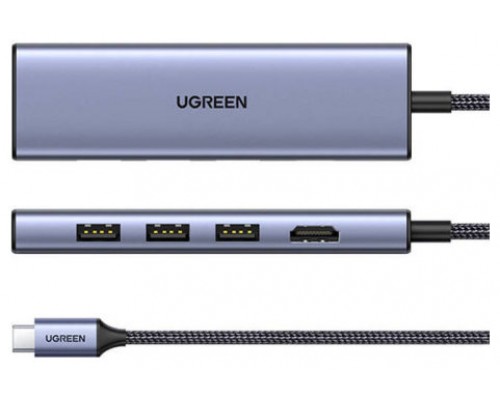 Ugreen 20956A hub de interfaz USB Tipo C 5000 Mbit/s Plata (Espera 4 dias)