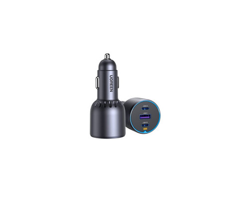 Ugreen 75W 3-Port Fast Car Charg gray Ordenador port&aacute;til, Tel&eacute;fono m&oacute;vil, Reloj inteligente, Tableta, Tel&eacute;fono Gris Encendedor de cigarrillos Carga r&aacute;pida Auto (Espera 4 dias)