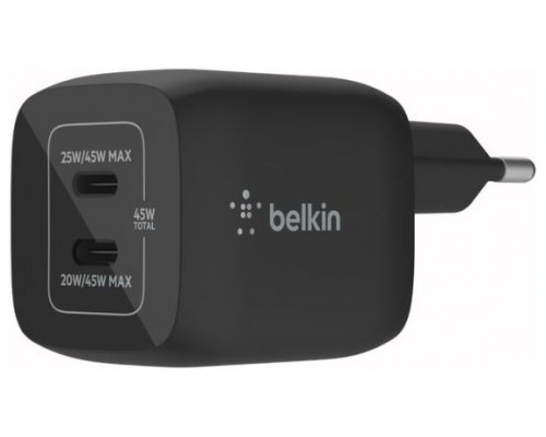 Cargador De Pared Belkin Wch011vfbk Doble Usb-c Gan