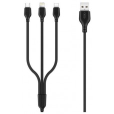 Cable NB103 Carga Rápida 3 en 1 Micro USB + Tipo C + Lightning a USB Negro XO (Espera 2 dias)